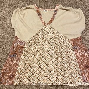 BKE Gimmicks size medium patchwork blouse babydoll